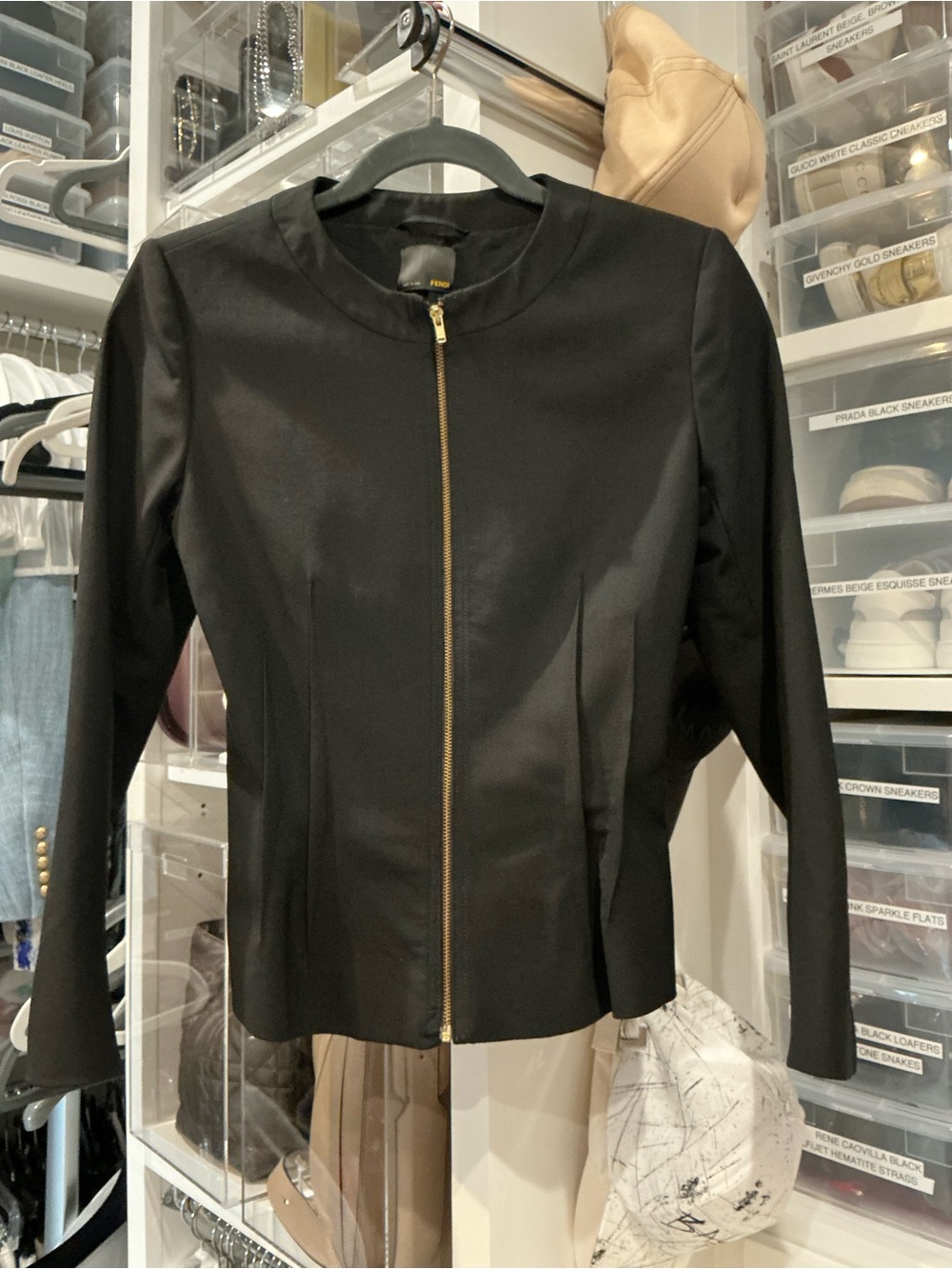 Fendi Black Jacket with Gold Zip Front